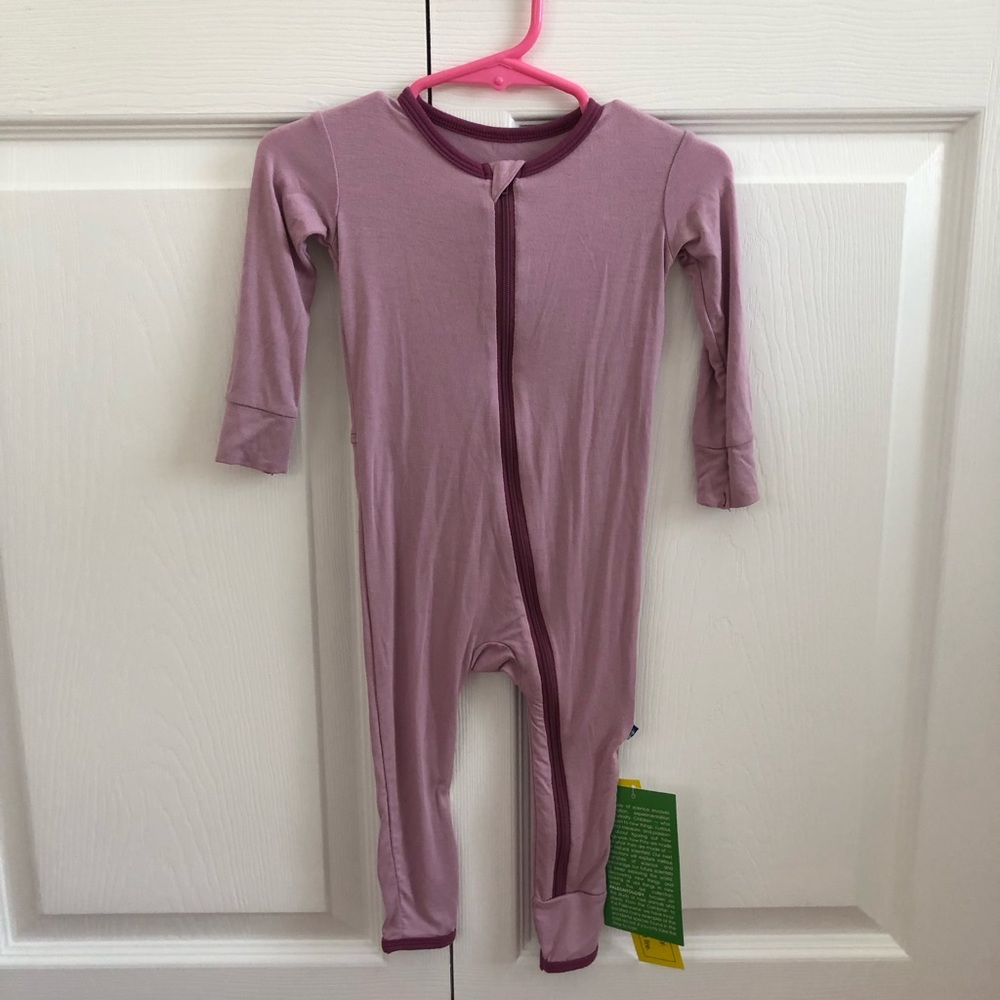 NWT Kickee Pants Purple Romper/Coveral with Dinosaur